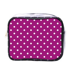 Polka-dots-purple White Mini Toiletries Bag (one Side) by nateshop