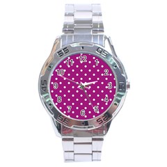 Polka-dots-purple White Stainless Steel Analogue Watch by nateshop