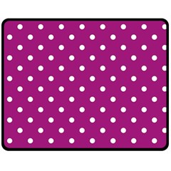 Polka-dots-purple White Fleece Blanket (medium)  by nateshop