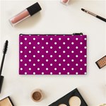 Polka-dots-purple White Cosmetic Bag (Small) Back