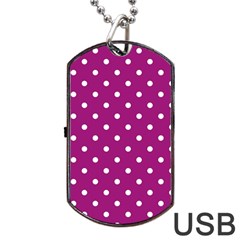 Polka-dots-purple White Dog Tag Usb Flash (one Side) by nateshop