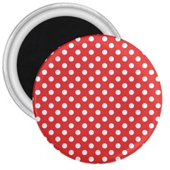 Polka-dots-red White,polkadot 3  Magnets by nateshop