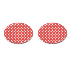 Polka-dots-red White,polkadot Cufflinks (oval) by nateshop