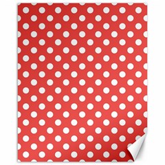 Polka-dots-red White,polkadot Canvas 16  X 20  by nateshop