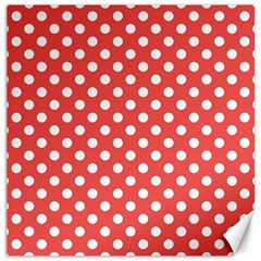 Polka-dots-red White,polkadot Canvas 20  X 20  by nateshop