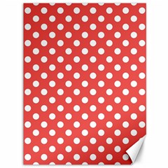 Polka-dots-red White,polkadot Canvas 36  X 48  by nateshop