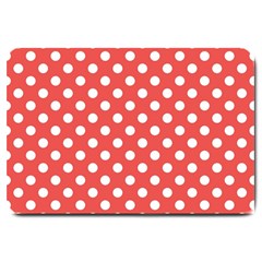 Polka-dots-red White,polkadot Large Doormat  by nateshop