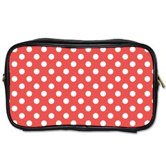 Polka-dots-red White,polkadot Toiletries Bag (one Side) by nateshop