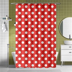 Polka-dots-red White,polkadot Shower Curtain 48  X 72  (small)  by nateshop