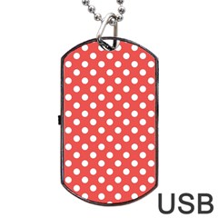 Polka-dots-red White,polkadot Dog Tag Usb Flash (two Sides) by nateshop