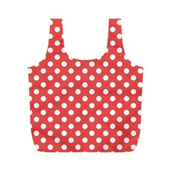 Polka-dots-red White,polkadot Full Print Recycle Bag (m) by nateshop