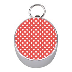 Polka-dots-red White,polkadot Mini Silver Compasses by nateshop