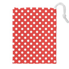 Polka-dots-red White,polkadot Drawstring Pouch (4xl) by nateshop