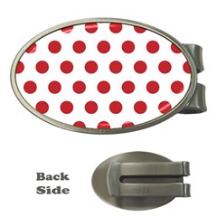 Polka-dots-white Red Money Clips (oval)  by nateshop