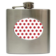 Polka-dots-white Red Hip Flask (6 Oz) by nateshop