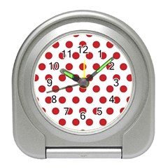 Polka-dots-white Red Travel Alarm Clock by nateshop