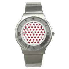 Polka-dots-white Red Stainless Steel Watch by nateshop