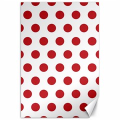 Polka-dots-white Red Canvas 20  X 30  by nateshop