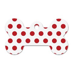 Polka-dots-white Red Dog Tag Bone (one Side) by nateshop