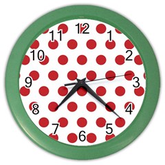 Polka-dots-white Red Color Wall Clock