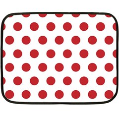 Polka-dots-white Red Fleece Blanket (mini) by nateshop