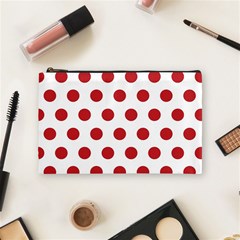 Polka-dots-white Red Cosmetic Bag (medium) by nateshop