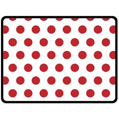 Polka-dots-white Red Fleece Blanket (large)  by nateshop