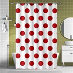 Polka-dots-white Red Shower Curtain 48  x 72  (Small)  Curtain(48  X 72 ) - 42.18 x64.8  Curtain(48  X 72 )