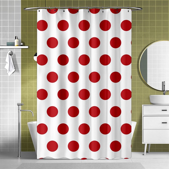 Polka-dots-white Red Shower Curtain 48  x 72  (Small) 