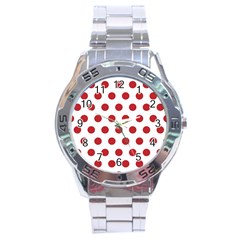 Polka-dots-white Red Stainless Steel Analogue Watch by nateshop