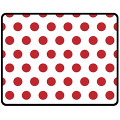 Polka-dots-white Red Fleece Blanket (medium)  by nateshop