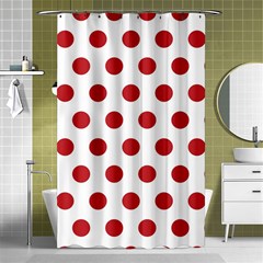 Polka-dots-white Red Shower Curtain 48  X 72  (small)  by nateshop