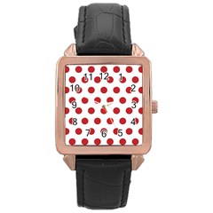 Polka-dots-white Red Rose Gold Leather Watch  by nateshop