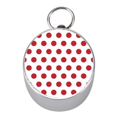 Polka-dots-white Red Mini Silver Compasses by nateshop