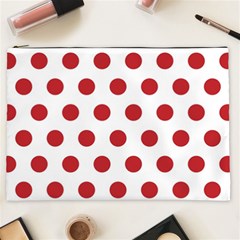 Polka-dots-white Red Cosmetic Bag (xxl) by nateshop