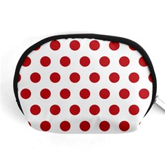 Polka-dots-white Red Accessory Pouch (medium) by nateshop