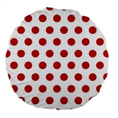 Polka-dots-white Red Large 18  Premium Flano Round Cushions by nateshop