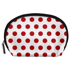 Polka-dots-white Red Accessory Pouch (large) by nateshop