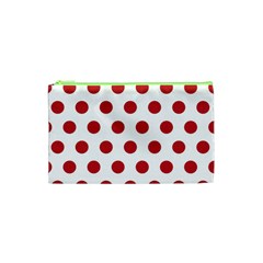 Polka-dots-white Red Cosmetic Bag (xs) by nateshop