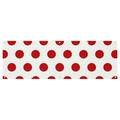 Polka-dots-white Red Banner And Sign 12  X 4 