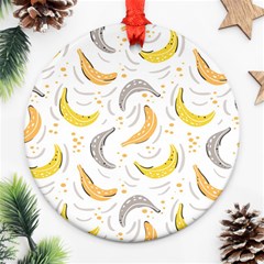 Seamless Stylish Pattern-with-fresh-yellow-bananas-background Ornament (round) by Wegoenart