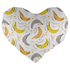 Seamless Stylish Pattern-with-fresh-yellow-bananas-background Large 19  Premium Flano Heart Shape Cushions by Wegoenart