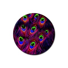 Peacock-feathers Rubber Coaster (round) by nateshop