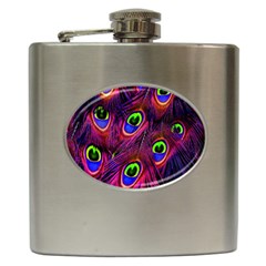 Peacock-feathers Hip Flask (6 Oz) by nateshop