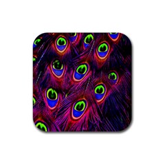 Peacock-feathers Rubber Coaster (square) by nateshop