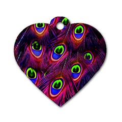 Peacock-feathers Dog Tag Heart (two Sides) by nateshop