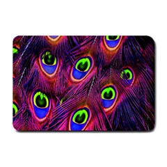 Peacock-feathers Small Doormat  by nateshop