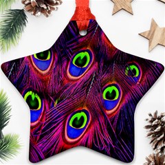 Peacock-feathers Star Ornament (two Sides) by nateshop