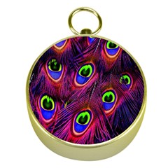 Peacock-feathers Gold Compasses by nateshop