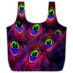 Peacock-feathers Full Print Recycle Bag (xl) by nateshop